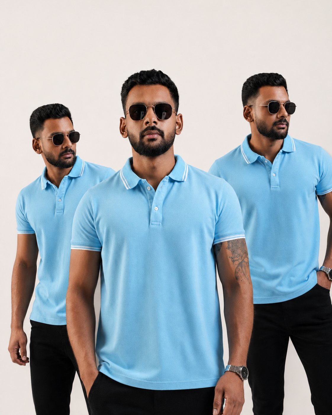 Sky Blue Slim-Fit Polo