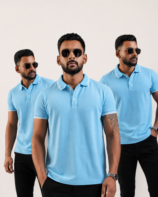 Sky Blue Slim-Fit Polo